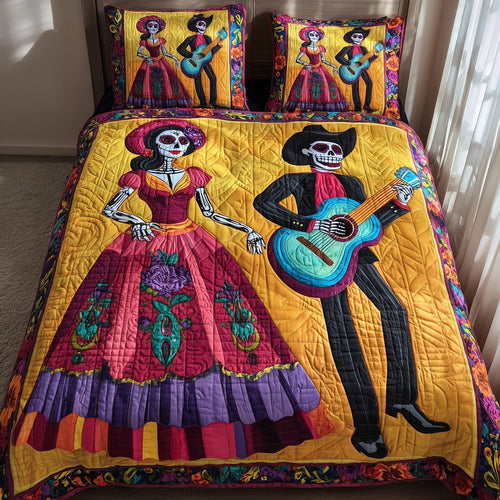 Dia de los Muertos 3-Piece Quilted Bedding Set GFTOTP11113