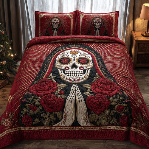 Dia de los Muertos 3-Piece Quilted Bedding Set GFTOTP11116
