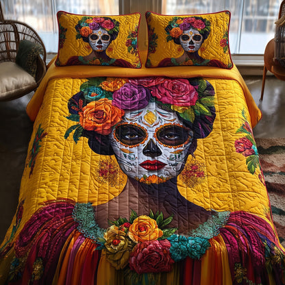 Dia de los Muertos 3-Piece Quilted Bedding Set GFTOTP11119