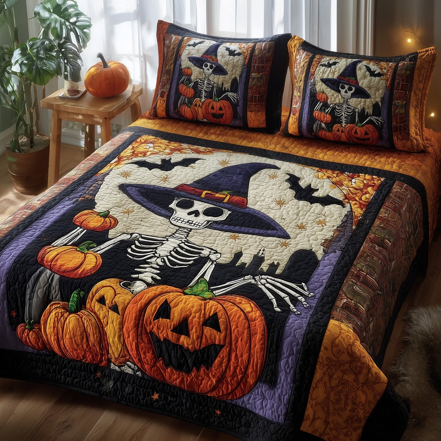 Whimsical Witch 3-Piece Quilted Bedding Set GFTOTP11151