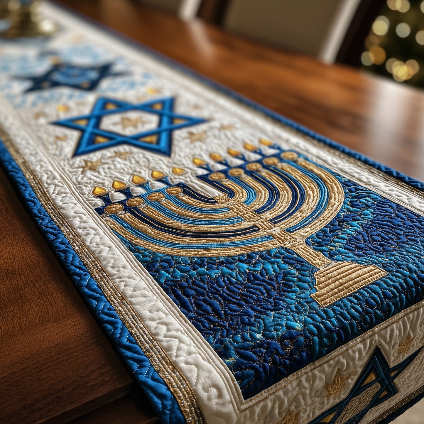 Hanukkah Stars Quilted Table Runner GFTOTP11160