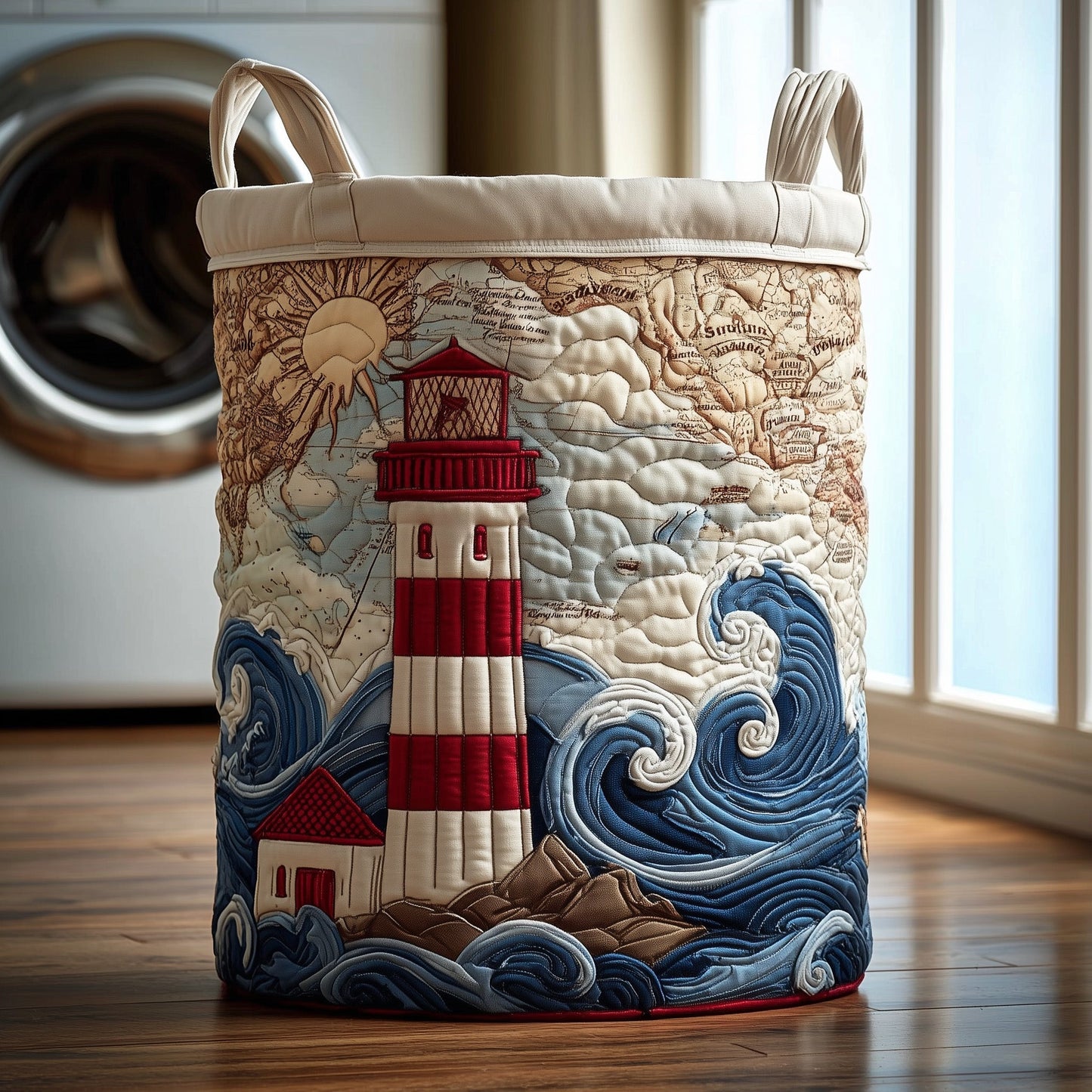 Lighthouse Quilted Laundry Basket GFTOTP11168