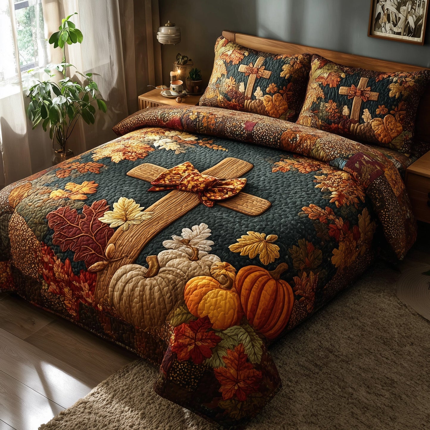Fall for Jesus 3-Piece Quilted Bedding Set GFTOTP11215