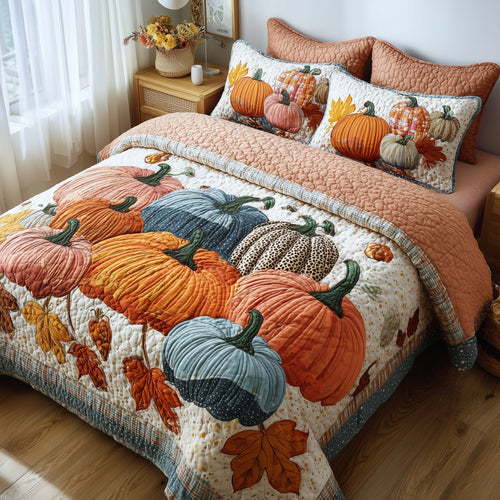 Autumn Pumpkin 3-Piece Quilted Bedding Set GFTOTP11225