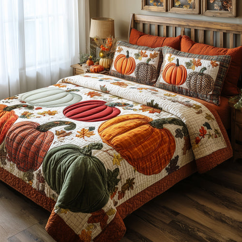 Autumn Pumpkin 3-Piece Quilted Bedding Set GFTOTP11226