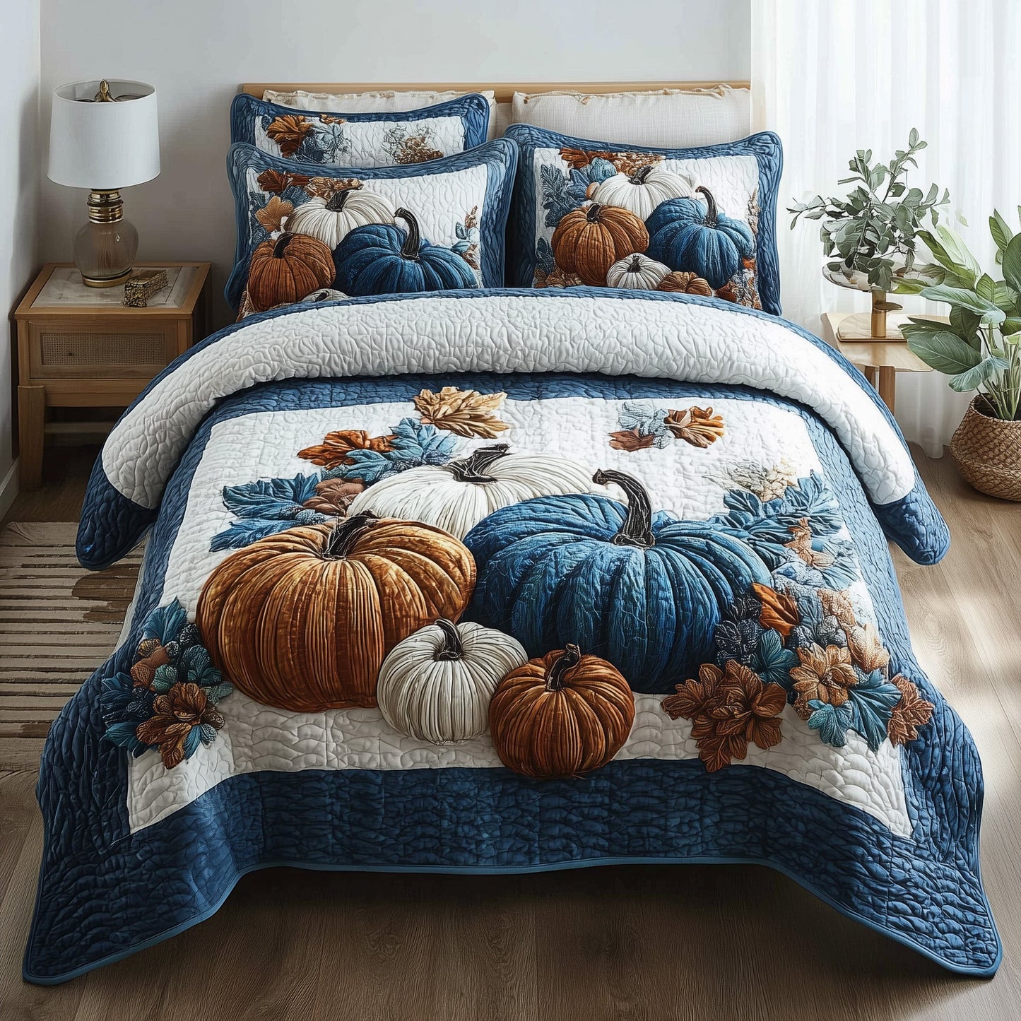 Autumn Pumpkin 3-Piece Quilted Bedding Set GFTOTP11229
