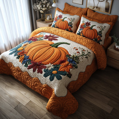 Autumn Pumpkin 3-Piece Quilted Bedding Set GFTOTP11231