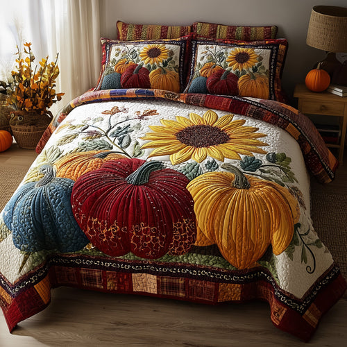 Autumn Pumpkin 3-Piece Quilted Bedding Set GFTOTP11233
