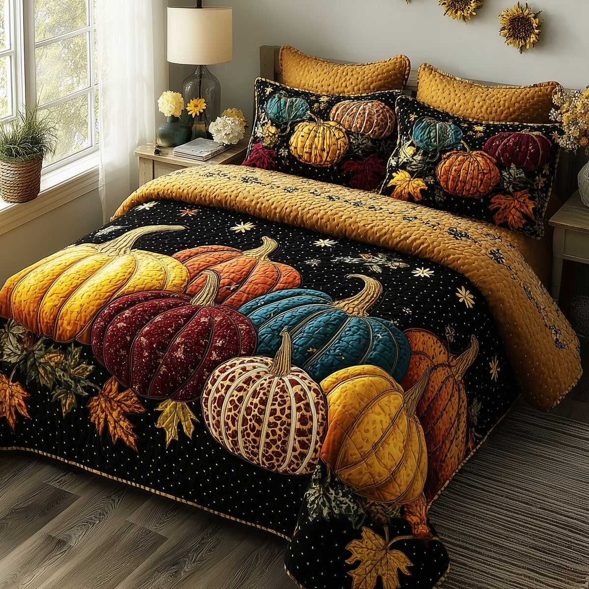 Autumn Pumpkin 3-Piece Quilted Bedding Set GFTOTP11237