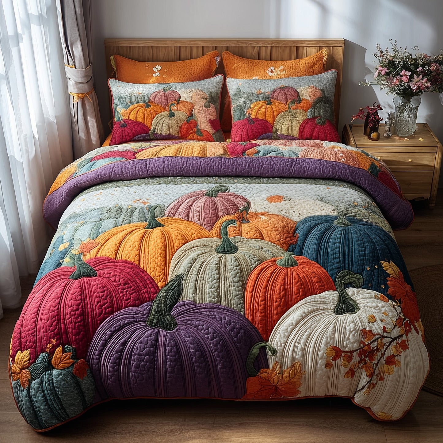 Autumn Pumpkin 3-Piece Quilted Bedding Set GFTOTP11241