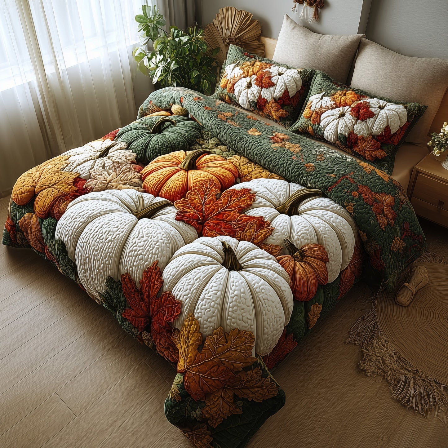 Pumpkin Haven 3-Piece Quilted Bedding Set GFTOTP11289