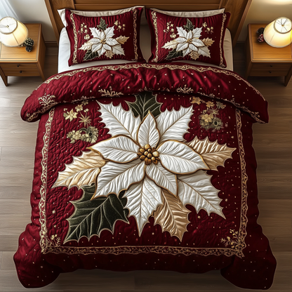 Elegant Poinsettias 3-Piece Quilted Bedding Set GFTOTP1128