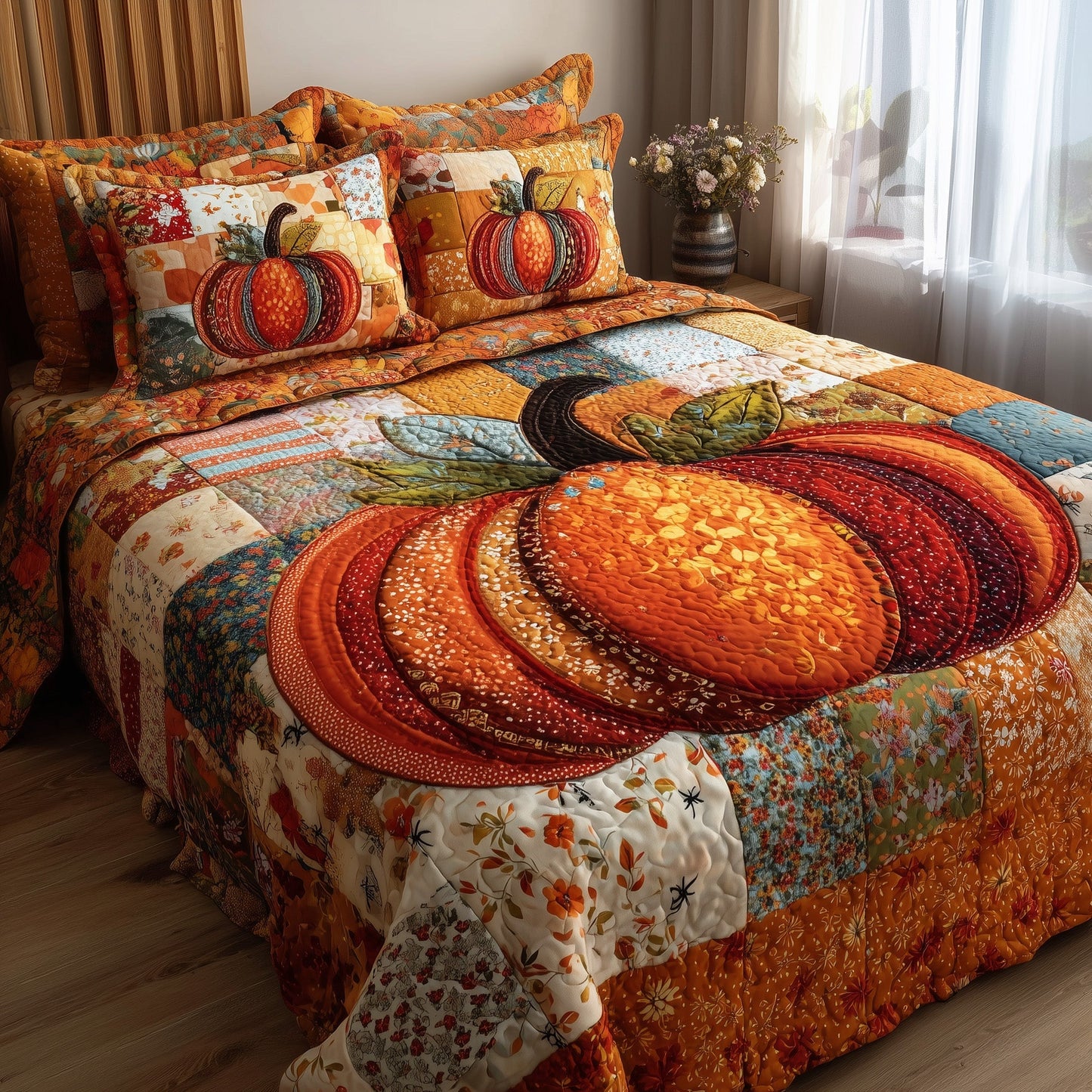 Pumpkin Haven 3-Piece Quilted Bedding Set GFTOTP11290
