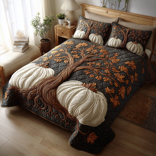 Rustic Pumpkin Charm 3-Piece Quilted Bedding Set GFTOTP11293