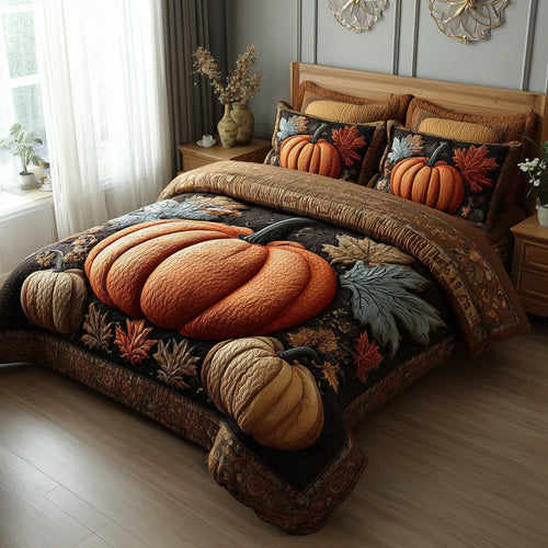 Rustic Pumpkin Charm 3-Piece Quilted Bedding Set GFTOTP11295