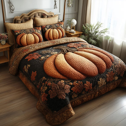 Rustic Pumpkin Charm 3-Piece Quilted Bedding Set GFTOTP11297
