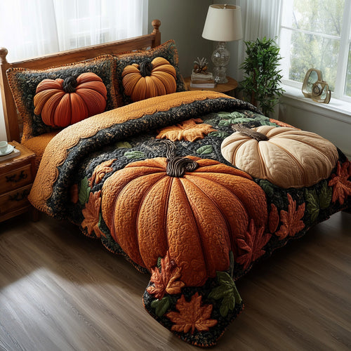 Rustic Pumpkin Charm 3-Piece Quilted Bedding Set GFTOTP11298