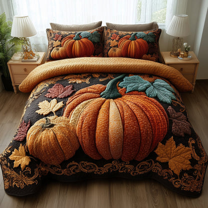 Rustic Pumpkin Charm 3-Piece Quilted Bedding Set GFTOTP11299