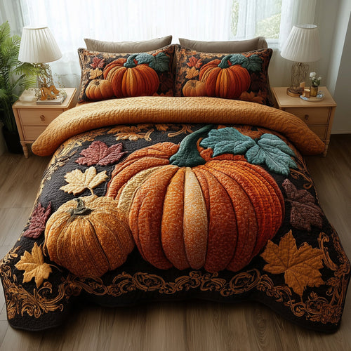 Rustic Pumpkin Charm 3-Piece Quilted Bedding Set GFTOTP11299