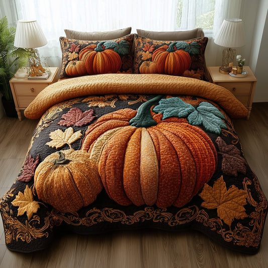 Rustic Pumpkin Charm 3-Piece Quilted Bedding Set GFTOTP11299