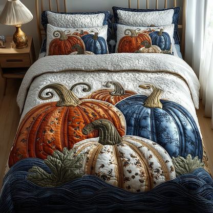 Rustic Pumpkin Charm 3-Piece Quilted Bedding Set GFTOTP11301