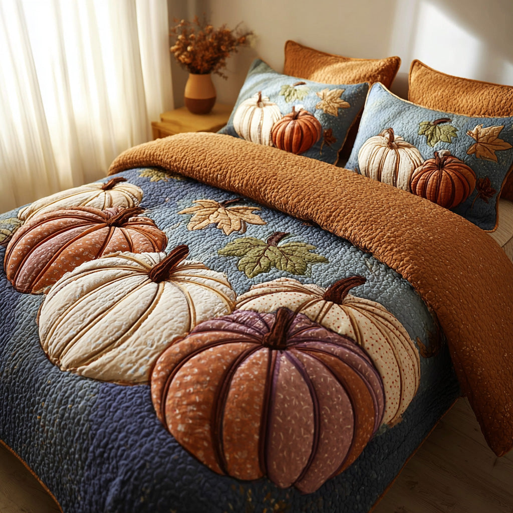 Rustic Pumpkin Charm 3-Piece Quilted Bedding Set GFTOTP11305