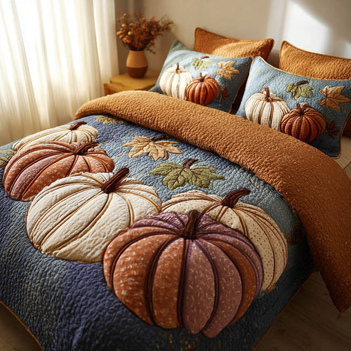 Rustic Pumpkin Charm 3-Piece Quilted Bedding Set GFTOTP11305