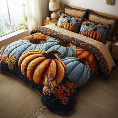Rustic Pumpkin Charm 3-Piece Quilted Bedding Set GFTOTP11306