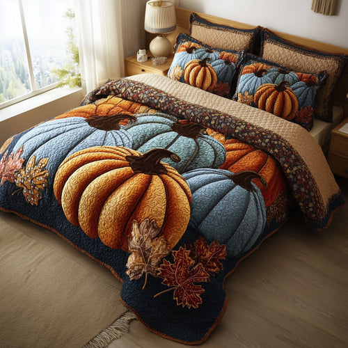 Rustic Pumpkin Charm 3-Piece Quilted Bedding Set GFTOTP11306