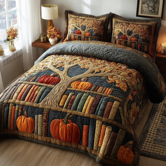 Bookish Autumn Dreams 3-Piece Quilted Bedding Set GFTOTP11318