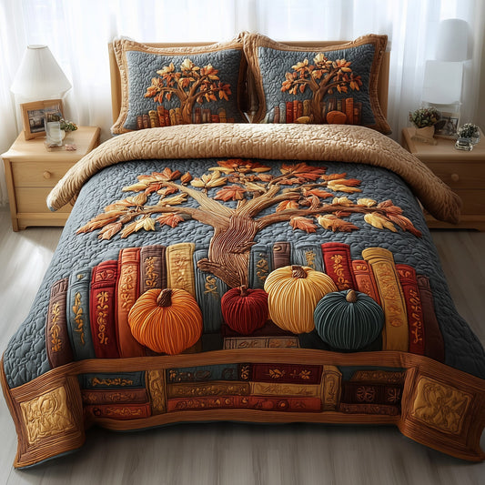 Bookish Autumn Dreams 3-Piece Quilted Bedding Set GFTOTP11319