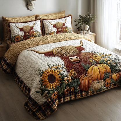 Autumn Highland Cow 3-Piece Quilted Bedding Set GFTOTP11320