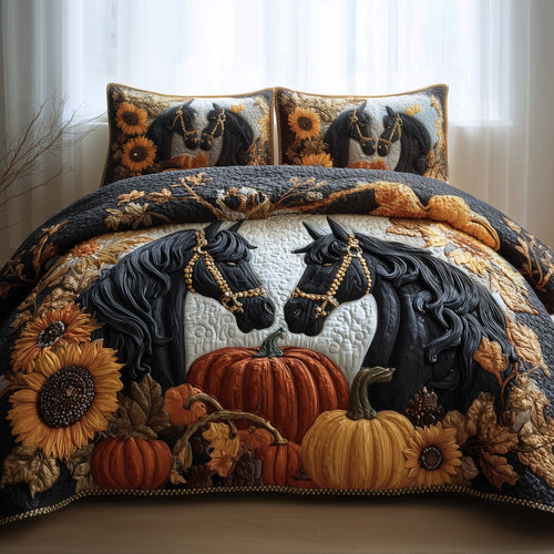 Autumn Pasture Gallop 3-Piece Quilted Bedding Set GFTOTP11325