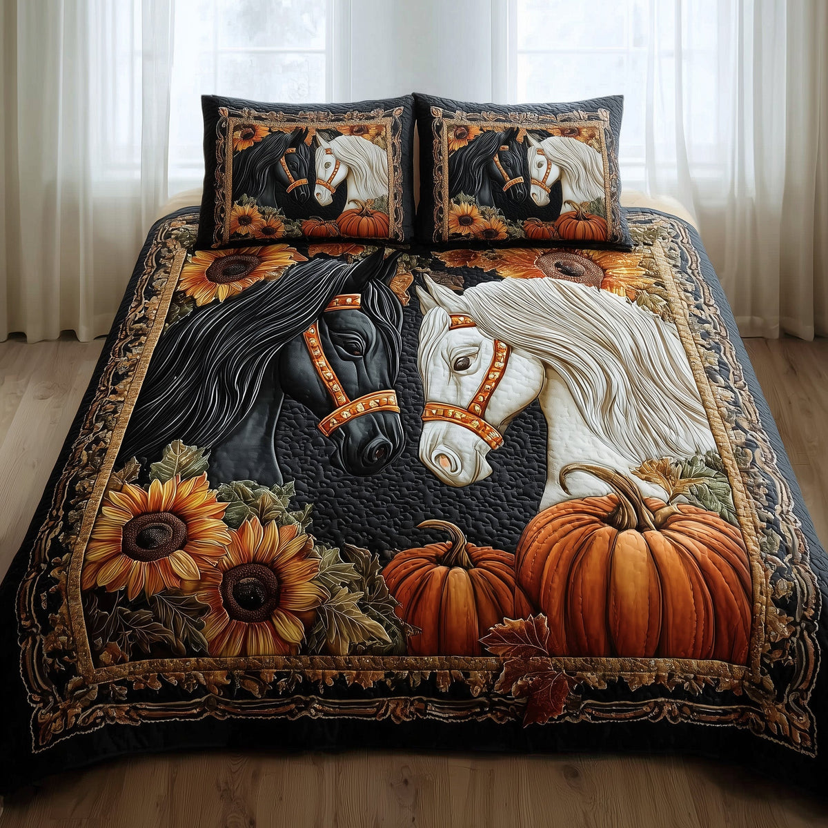Autumn Pasture Gallop 3-Piece Quilted Bedding Set GFTOTP11328