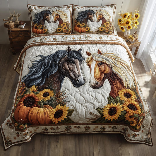 Autumn Pasture Gallop 3-Piece Quilted Bedding Set GFTOTP11330