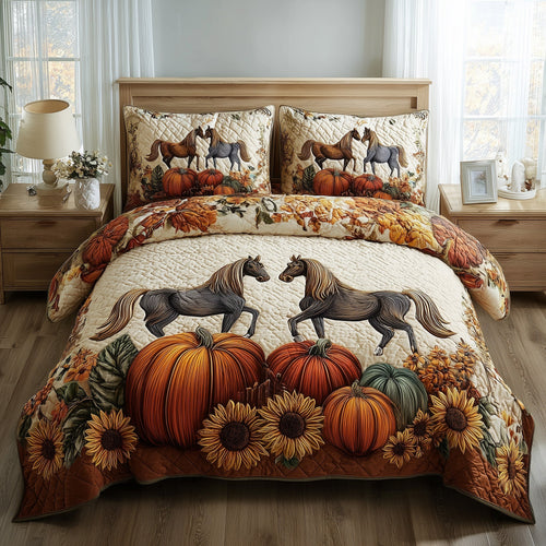 Autumn Pasture Gallop 3-Piece Quilted Bedding Set GFTOTP11331