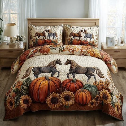 Autumn Pasture Gallop 3-Piece Quilted Bedding Set GFTOTP11331