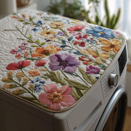 Flower Field Quilted Washer and Dryer Cover GFTOTP11338