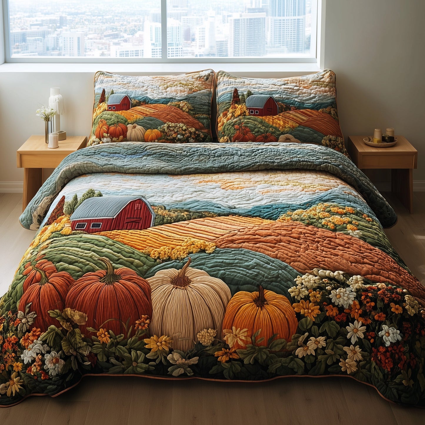 Rustic Autumn 3-Piece Quilted Bedding Set GFTOTP11343