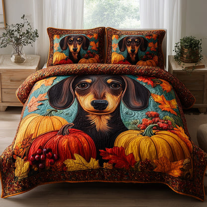 Autumn Pup Haven 3-Piece Quilted Bedding Set GFTOTP11346