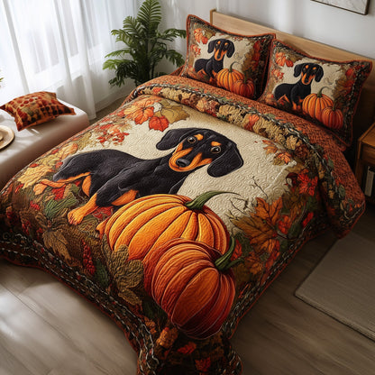 Autumn Pup Haven 3-Piece Quilted Bedding Set GFTOTP11347