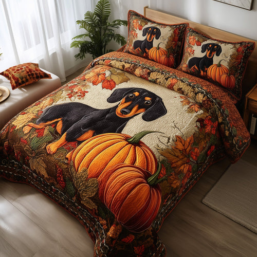 Autumn Pup Haven 3-Piece Quilted Bedding Set GFTOTP11347