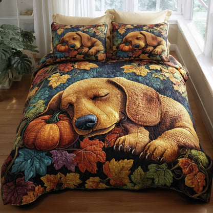 Autumn Pup Haven 3-Piece Quilted Bedding Set GFTOTP11349