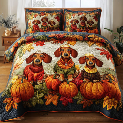 Autumn Pup Haven 3-Piece Quilted Bedding Set GFTOTP11351
