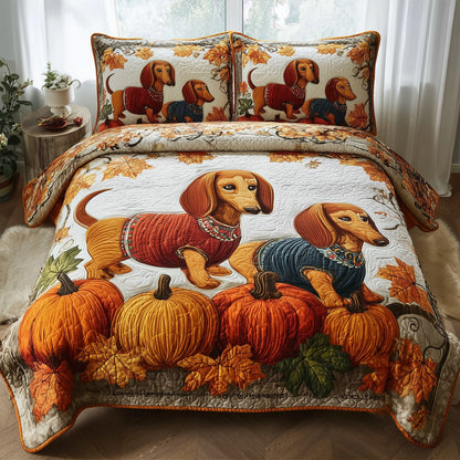 Autumn Pup Haven 3-Piece Quilted Bedding Set GFTOTP11352