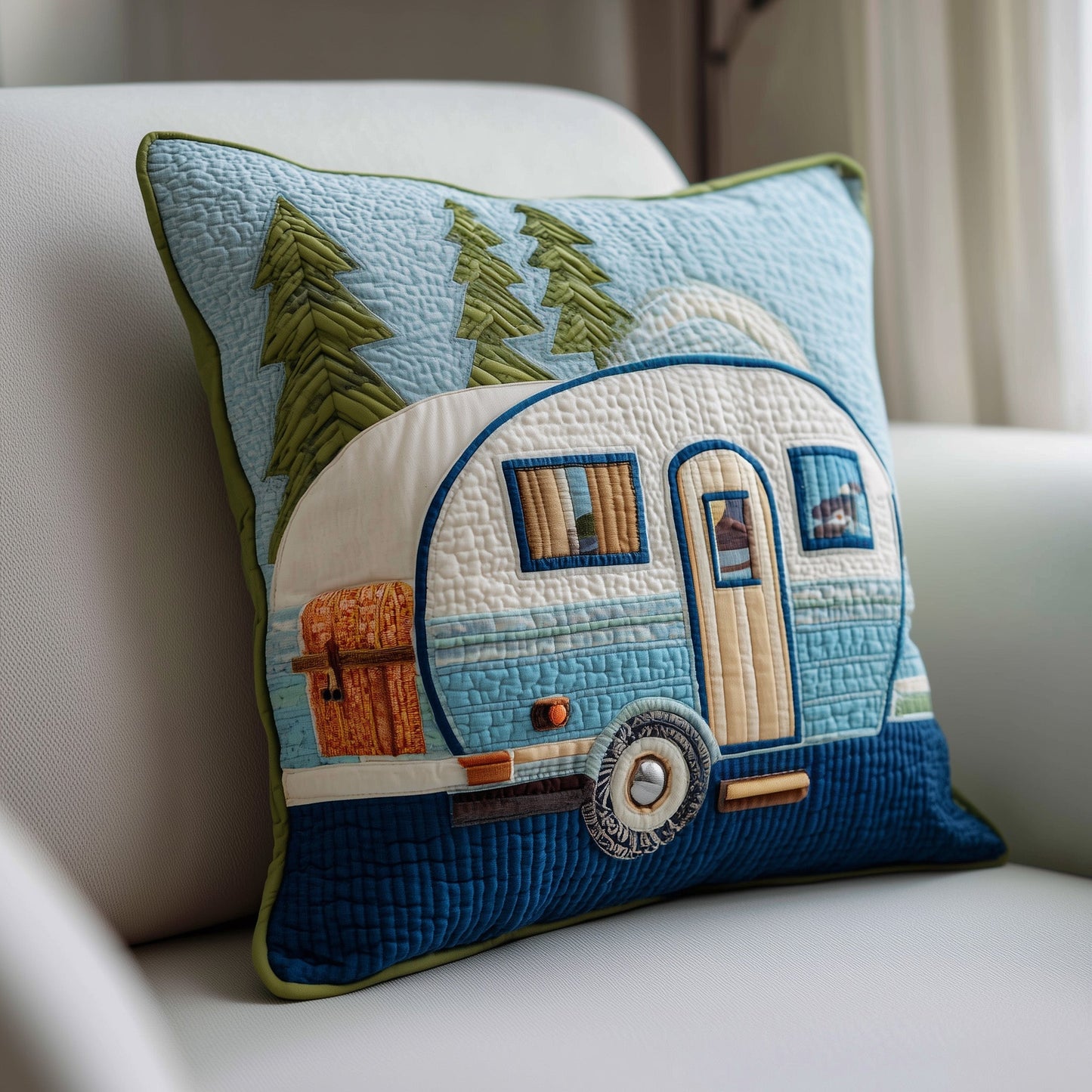 Vintage Camping Trailer Quilted Pillow Case GFTOTP11363