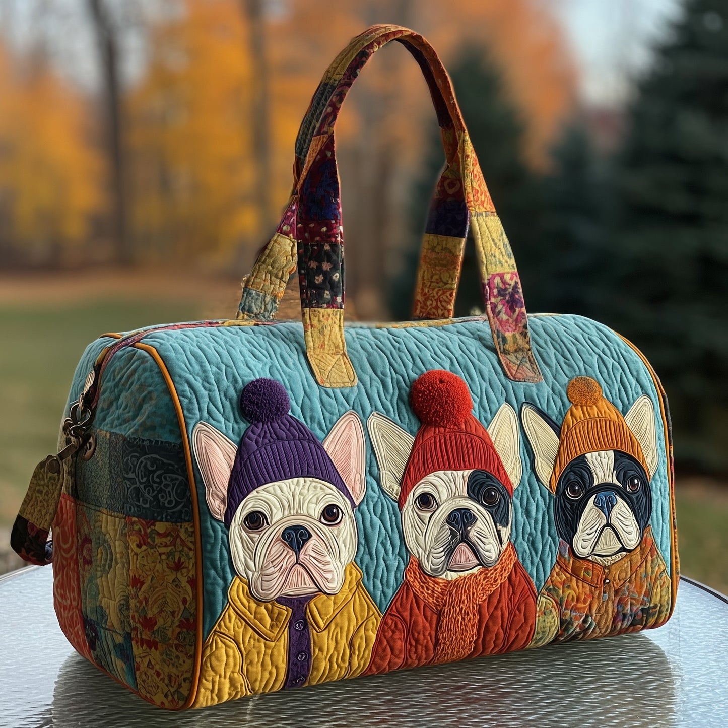 Frenchie Charm Quilted Duffle Bag GFTOTP11370