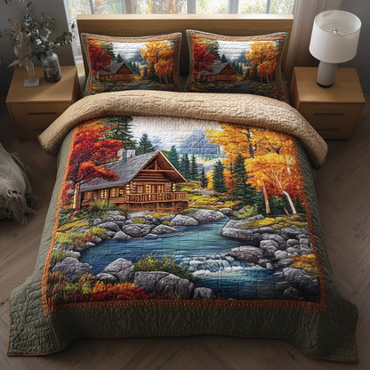 Rustic Autumn Retreat 3-Piece Quilted Bedding Set GFTOTP11385