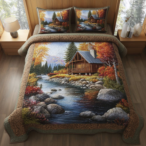 Rustic Autumn Retreat 3-Piece Quilted Bedding Set GFTOTP11386