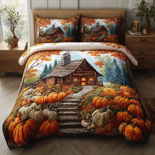 Autumn Cabin Glow 3-Piece Quilted Bedding Set GFTOTP11388
